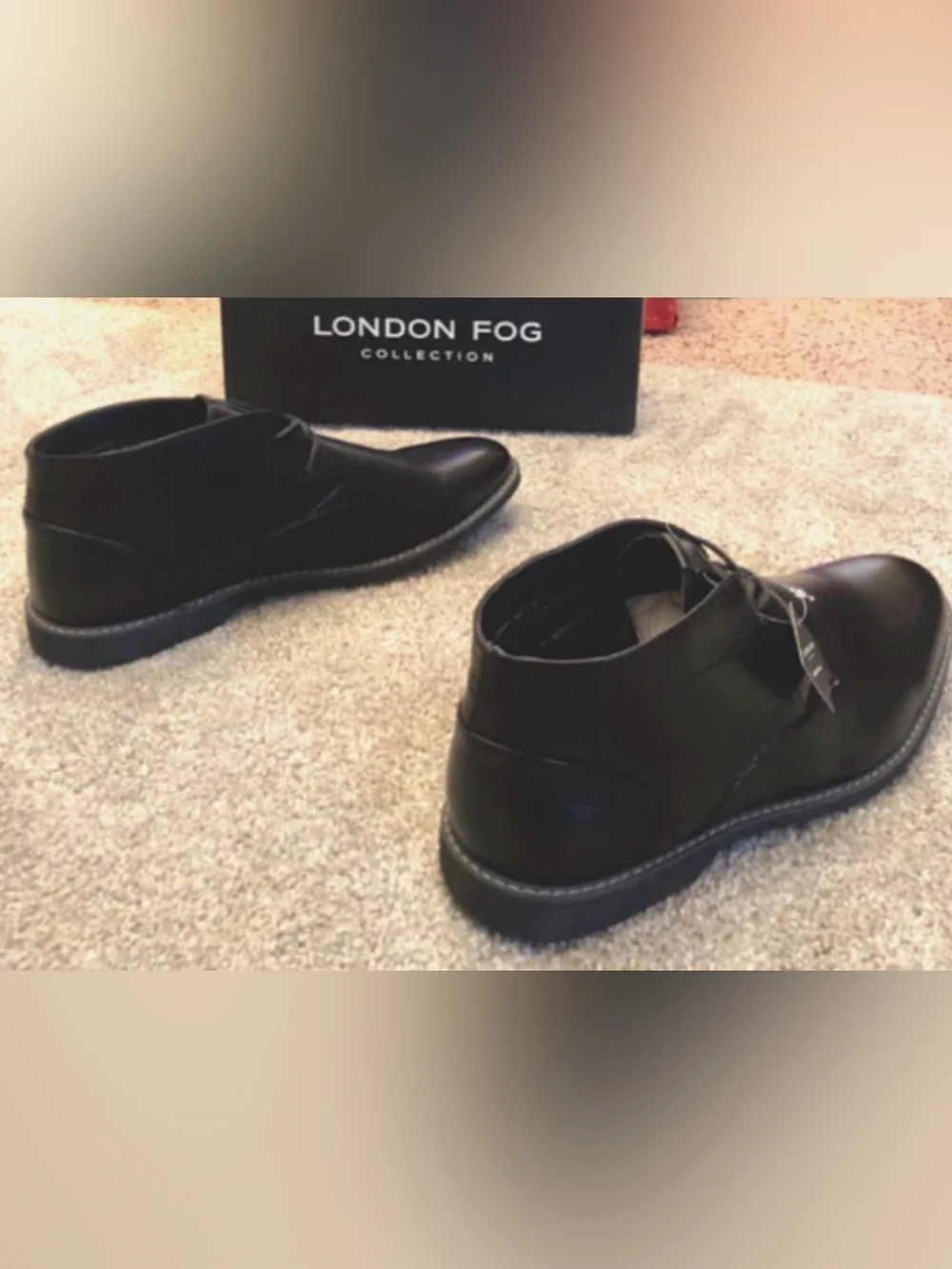 London Fog Black Lace Up Chukka Boots With Memory Foam Sz 9.5